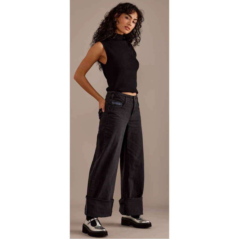 Anthropologie Black Wide Leg Jeans